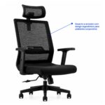 Cadeira de Escritório Cadeira Presidente Ergonômica com Apoio de Cabeça — Preta