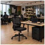 Cadeira de Escritório Cadeira Presidente Ergonômica com Apoio de Cabeça — Preta