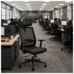 Cadeira de Escritório Cadeira Presidente Ergonômica com Apoio de Cabeça — Preta