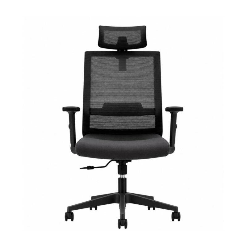 Cadeira de Escritório Cadeira Presidente Ergonômica com Apoio de Cabeça — Preta