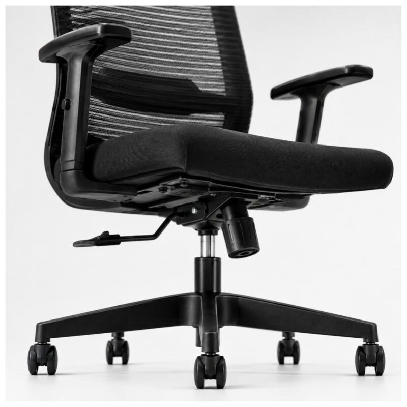 Cadeira de Escritório Cadeira Presidente Ergonômica com Apoio de Cabeça — Preta