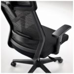 Cadeira de Escritório Cadeira Presidente Ergonômica com Apoio de Cabeça — Preta