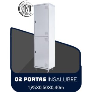 Roupeiro de Aço INSALUBRE c/ 02 Portas - 1,95x0,50x0,40m - CZ/CZ - SA - 14005