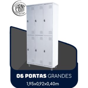 Armário Roupeiro de Aço c/ 06 Portas GRANDES - 1,95x0,92x0,40m - SA - CZ/CZ - 14009