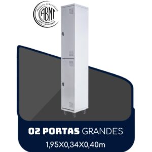 Armário Roupeiro de Aço c/ 02 Portas GRANDES - 1,95x0,34x0,40m - SA - CZ/CZ - 14007