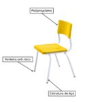 Conjunto Quadrado c/ 04 Cadeiras COR AMARELO – TAMPO PLÁSTICO – 06 a 09 Anos – JUVENIL – 44005