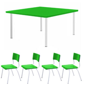 Kit Escolar Individual VERMELHO – (Mesa e Cadeira) – JUVENIL – MADEIRA - COR VERMELHO - 40092