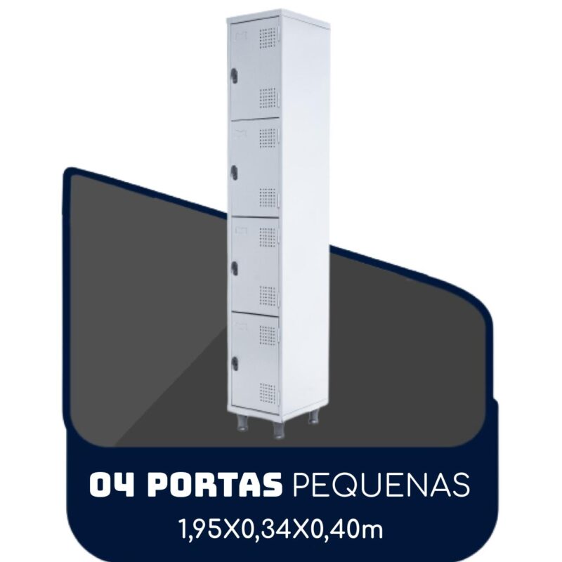 Armário Roupeiro de Aço c/ 04 Portas PEQUENAS 1,95x0,34x0,40m PEQUENAS - SA - CZ/CZ - 14011