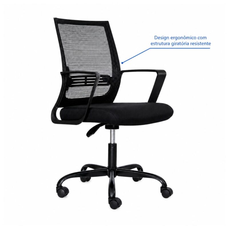 Cadeira de Escritório Cadeira de Escritório Presidente Ergonômica Giratória Preta