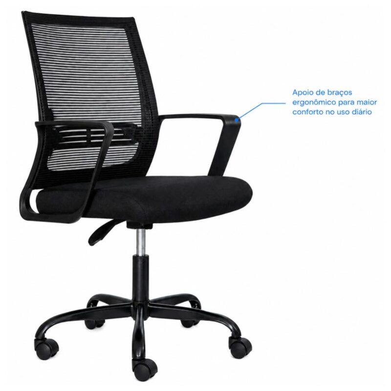Cadeira de Escritório Cadeira de Escritório Presidente Ergonômica Giratória Preta