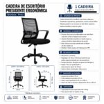 Cadeira de Escritório Cadeira de Escritório Presidente Ergonômica Giratória Preta