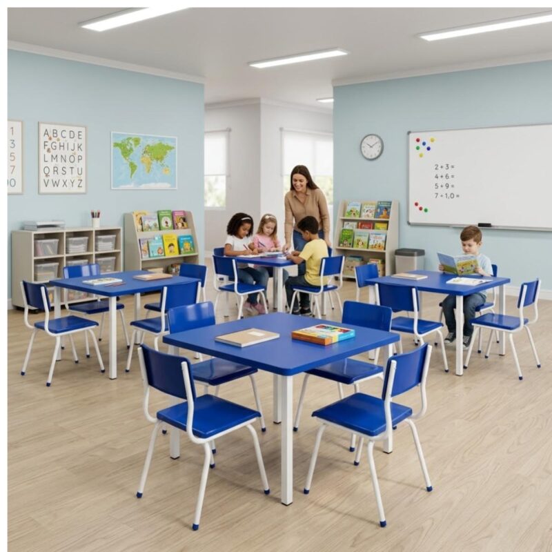 Conjunto Escolar Coletivo Infantil 4 Cadeiras 03 a 06 Anos