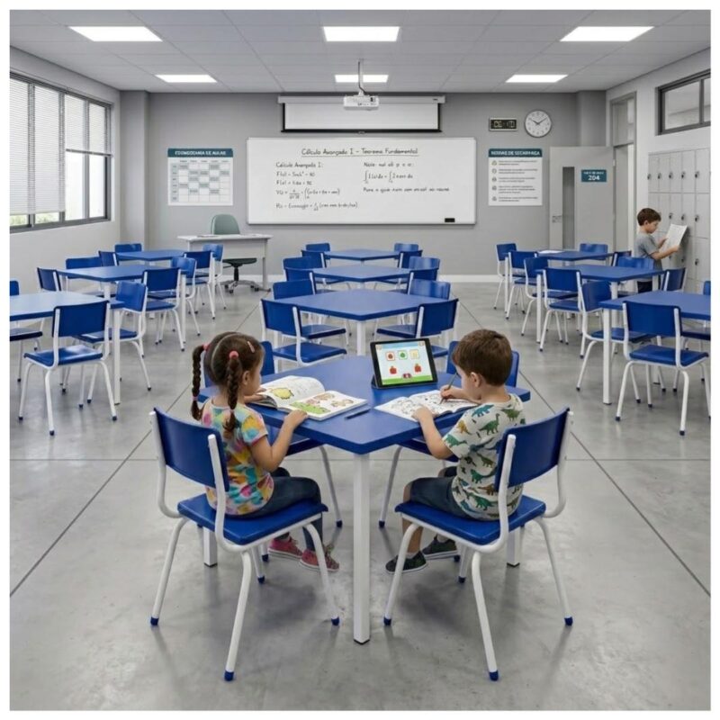 Conjunto Escolar Coletivo Infantil 4 Cadeiras 03 a 06 Anos
