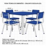 Conjunto Escolar Coletivo Infantil 4 Cadeiras 03 a 06 Anos