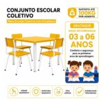 Conjunto Escolar Coletivo Infantil 4 Cadeiras 03 a 06 Anos