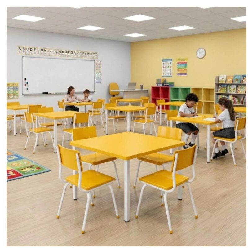 Conjunto Escolar Coletivo Infantil 4 Cadeiras 03 a 06 Anos