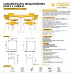 Conjunto Escolar Coletivo Infantil 4 Cadeiras 03 a 06 Anos