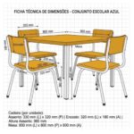 Conjunto Escolar Coletivo Infantil 4 Cadeiras 03 a 06 Anos