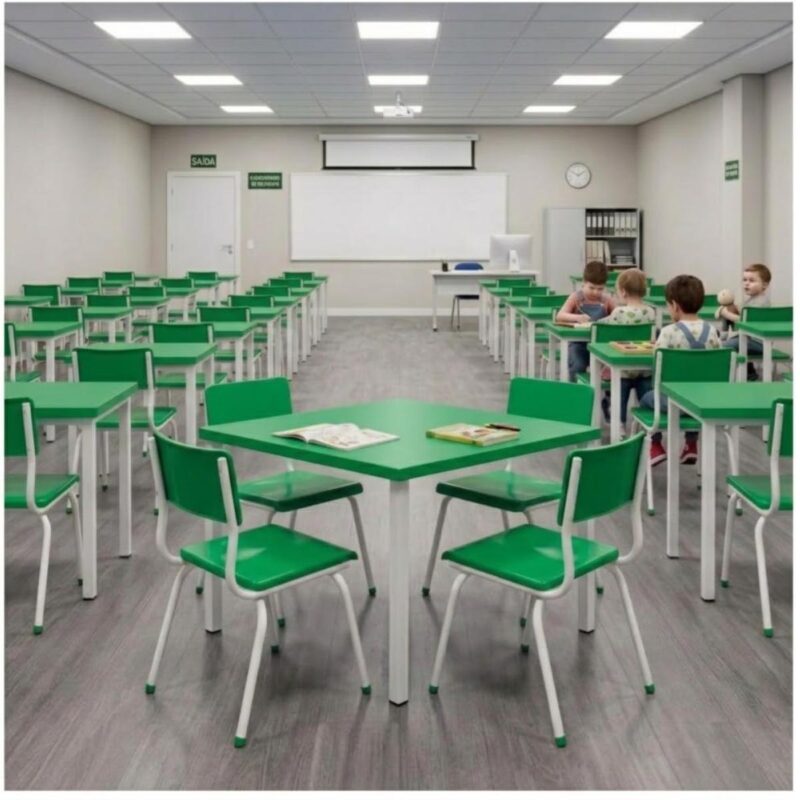 Conjunto Escolar Coletivo Infantil 4 Cadeiras 03 a 06 Anos