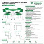 Conjunto Escolar Coletivo Infantil 4 Cadeiras 03 a 06 Anos
