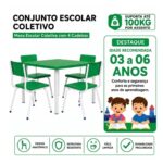 Conjunto Escolar Coletivo Infantil 4 Cadeiras 03 a 06 Anos