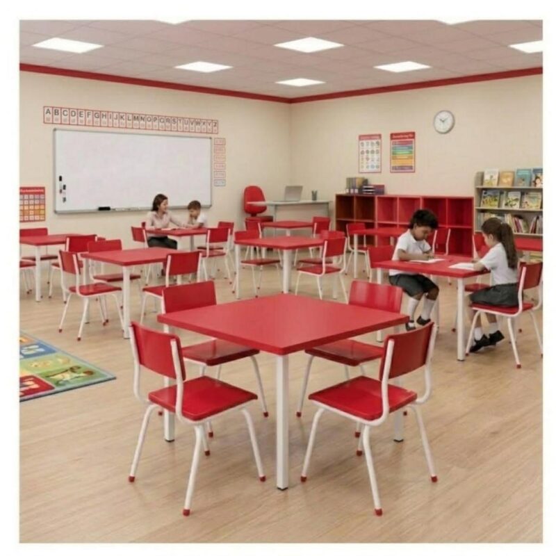 Conjunto Escolar Coletivo Infantil 4 Cadeiras 03 a 06 Anos