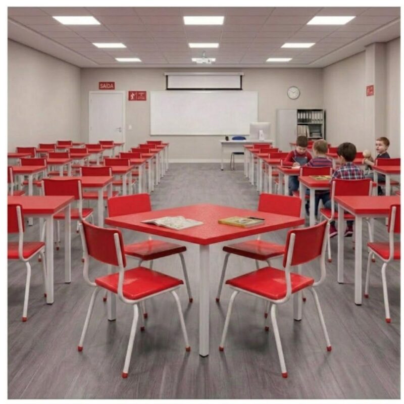 Conjunto Escolar Coletivo Infantil 4 Cadeiras 03 a 06 Anos