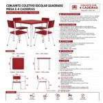 Conjunto Escolar Coletivo Infantil 4 Cadeiras 03 a 06 Anos