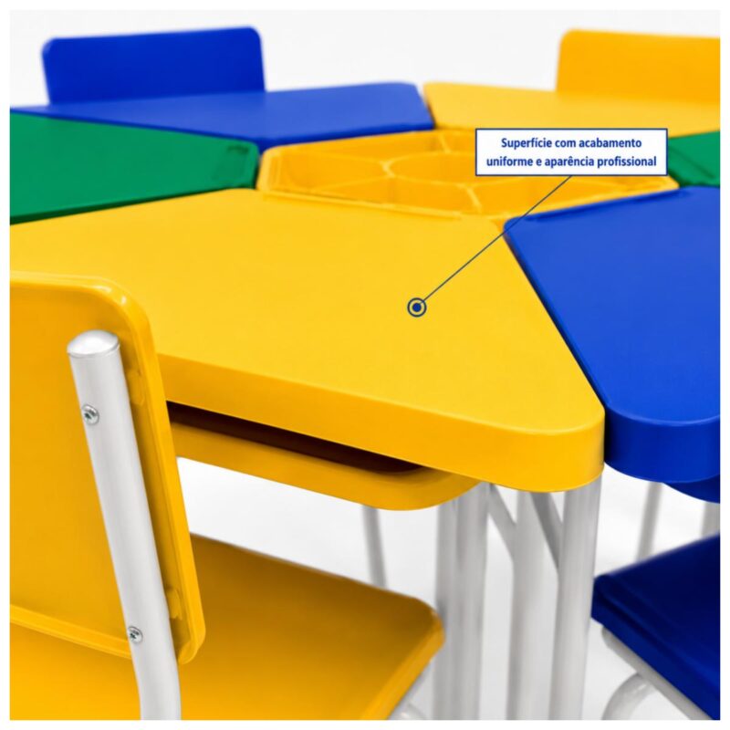 Conjunto Escolar Hexagonal Coletivo com 6 Lugares