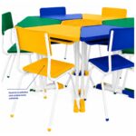 Conjunto Escolar Hexagonal Coletivo com 6 Lugares