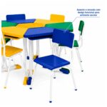 Conjunto Escolar Hexagonal Coletivo com 6 Lugares