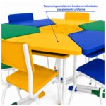 Conjunto Escolar Hexagonal Coletivo com 6 Lugares