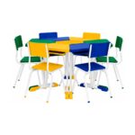 Conjunto Escolar Hexagonal Coletivo com 6 Lugares