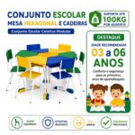 Conjunto Escolar Hexagonal Coletivo com 6 Lugares