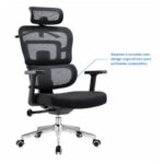 Imagem técnica do conjunto de assento e encosto em tela da cadeira presidente ergonômica preta.