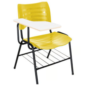 Cadeira Universitária Plástica Prancheta MDF - Cor Amarelo - MRPLAST - 34010