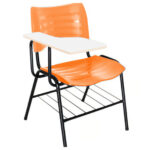 Cadeira Universitária Plástica Prancheta MDF - Cor Laranja - MRPLAST - 34009