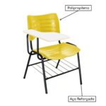 Cadeira Universitária Plástica Prancheta MDF - Cor Amarelo - MRPLAST - 34010