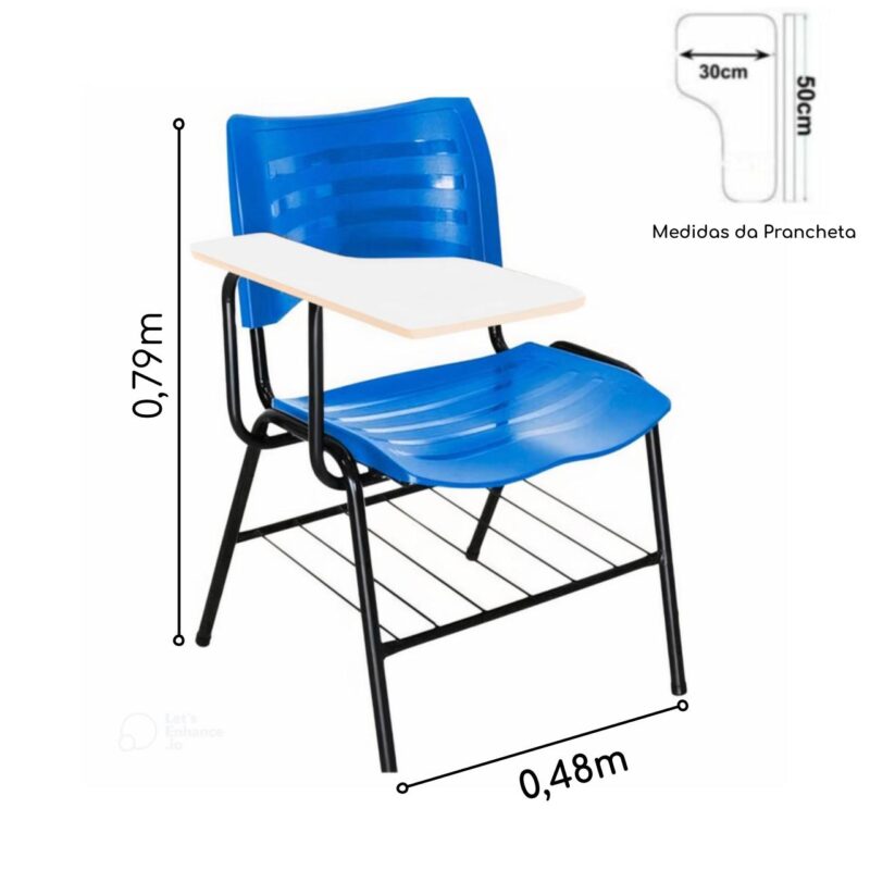 Cadeira Universitária Plástica Prancheta MDF - Cor Azul - MRPLAST - 34013