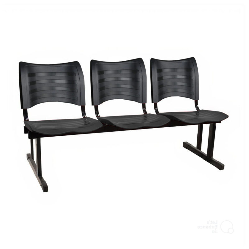 Cadeira Longarina Plástica 03 Lugares - Cor Preto - MRPLAST - 34200
