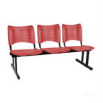 Cadeira Longarina Plástica 03 Lugares - Cor Vermelho - MRPLAST - 34203