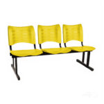 Cadeira Longarina Plastica 03 Lugares - Cor Amarelo - MRPLAST - 34204