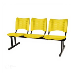 Cadeira Longarina Plastica 03 Lugares - Cor Amarelo - MRPLAST - 34204