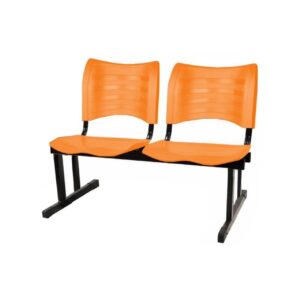 Cadeira Longarina Plástica 02 Lugares - Cor Laranja - MRPLAST - 34208