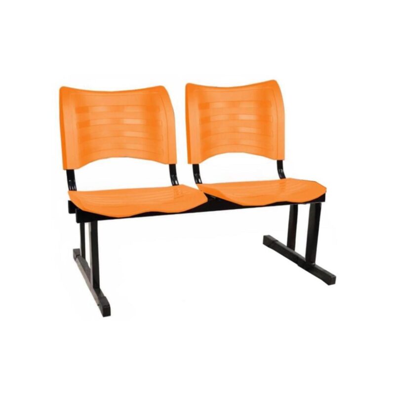 Cadeira Longarina Plástica 02 Lugares - Cor Laranja - MRPLAST - 34208