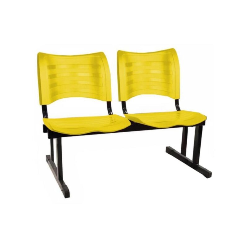 Cadeira Longarina Plástica 02 Lugares - Cor Amarelo - MRPLAST - 34209