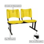 Cadeira Longarina Plástica 02 Lugares - Cor Amarelo - MRPLAST - 34209