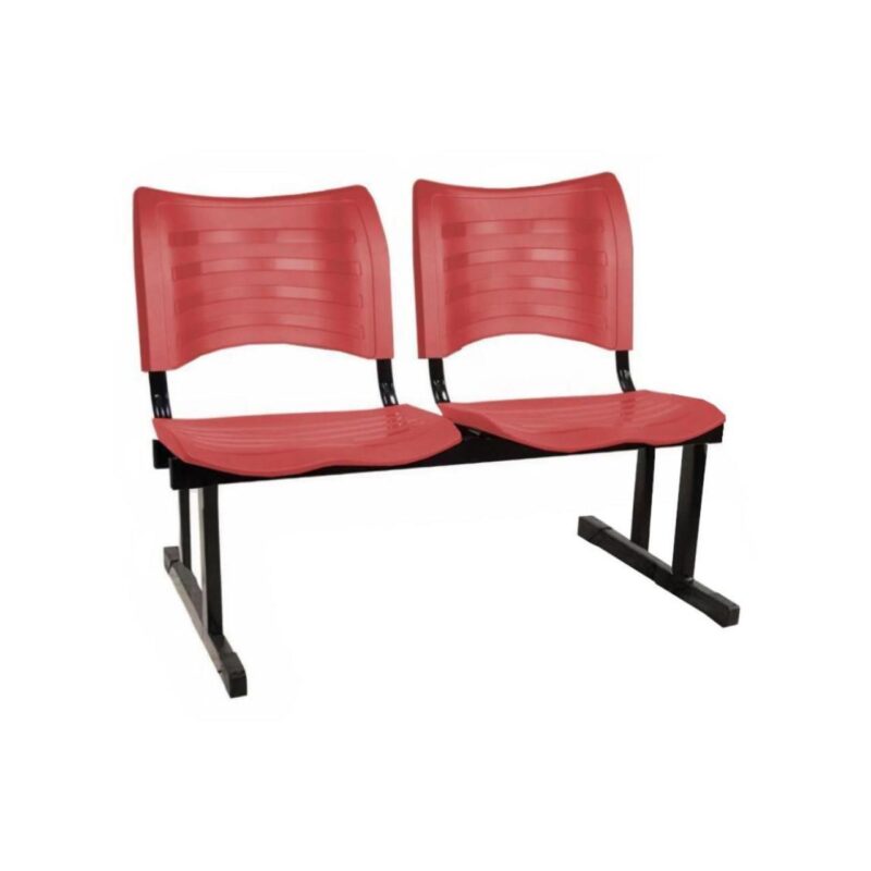 Cadeira Longarina Plástica 02 Lugares - Cor Vermelho - MRPLAST - 34210