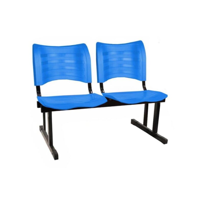 Cadeira Longarina Plástica 02 Lugares - Cor Azul - MRPLAST - 34212