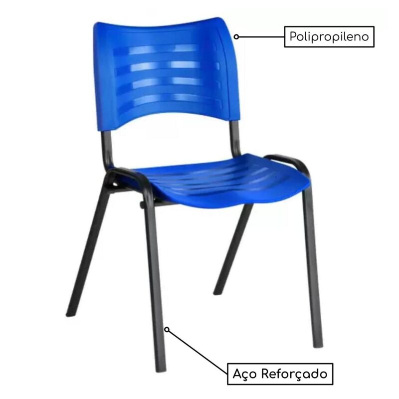 Cadeira Fixa 04 Pés Plástica (Polipropileno) - Cor Azul - MRPLAST - PMD - 31232